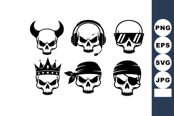 Download Six Skull Icons with Various Headgear in - Premium Resources