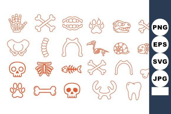 Download Orange Line Art Bone &amp; Skull Icons - Skull icons Collection
