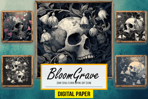 Download Dark Skull Floral Gothic Artwork Scenes - Gothic artwork Collection